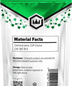 CDP Choline Citicoline powder back label showing batch code and third-party purity - Chemyo