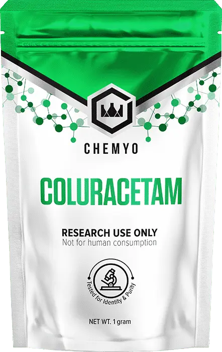 Coluracetam powder 1g front label – Chemyo research grade nootropic