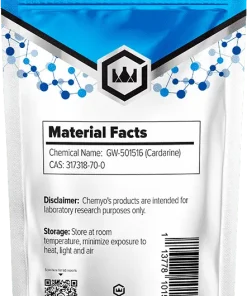 Cardarine GW-501516 powder back label showing Certificate of Analysis details – Chemyo