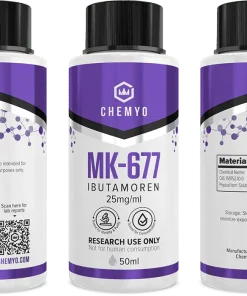 MK-677 Ibutamoren group product shot showing batch coding and induction seal
