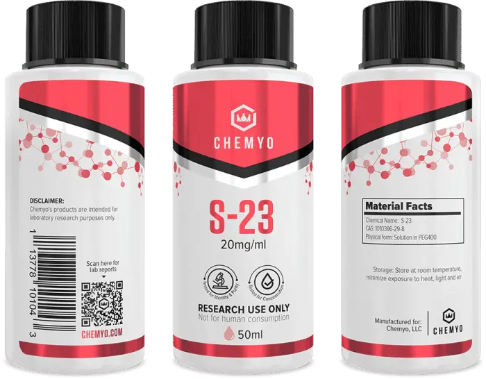 S-23 SARM group product shot with induction seal – Chemyo